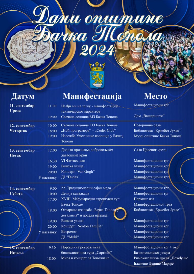 Програм Дана Општине Бачка Топола