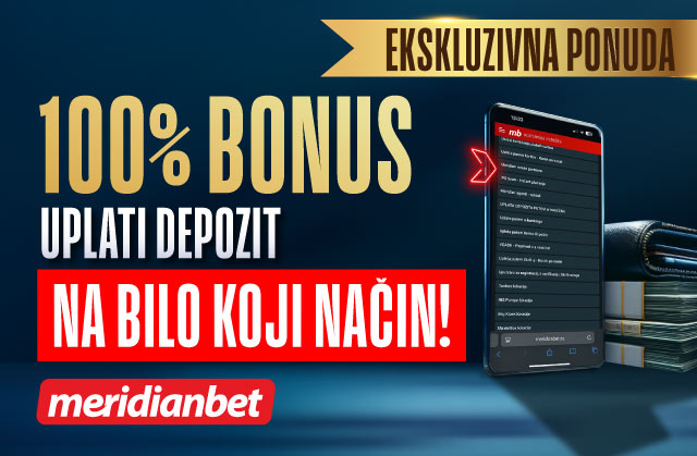 NE ČEKAJ BONUS, ZGRABI GA ODMAH: 100% VIŠE NA PRVI DNEVNI DEPOZIT – SAMO U MERIDIANU!